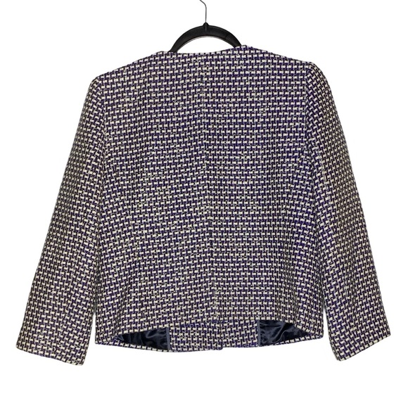 J Crew Women's Navy Blue Woven Silk Blend Jacket - Picture 5 of 6